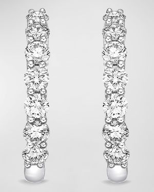 18k White Gold Tiny Diamond Huggie Hoop Earrings, 0.51tcw