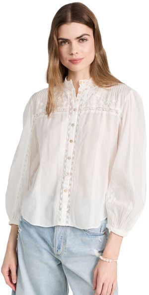 LoveShackFancy Ronda Top Antique White M
