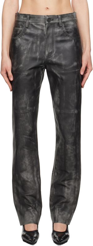 Marni Black Faded Leather Pants