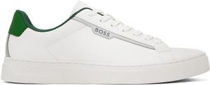 BOSS White & Green Rhys Sneakers
