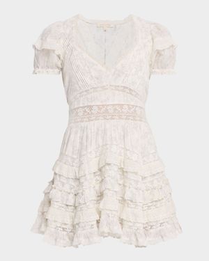 Nivara Lace Ruffle Mini Dress