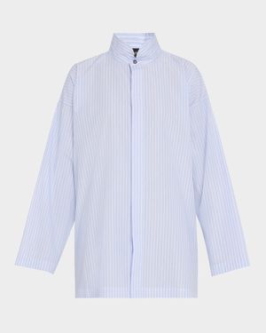 Slim A-Line Double Stand Collar Shirt with Stepped Insert (Long Length)