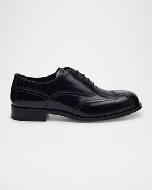 Men's Steel Wingtip Brogue Leather Derby Shoes
