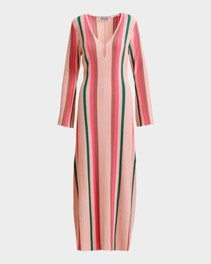 Hiscape Striped Knit Maxi Dress