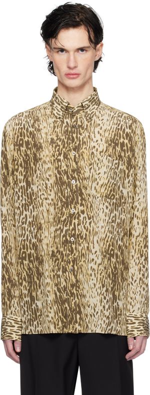 TOM FORD Brown 70's Animalier Fluid Fit Shirt