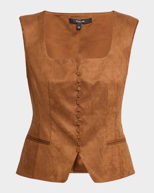 Ariana Faux Suede Button-Front Vest
