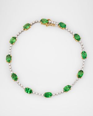 18K Gold Bracelet with Green Tsavorite and Diamonds
