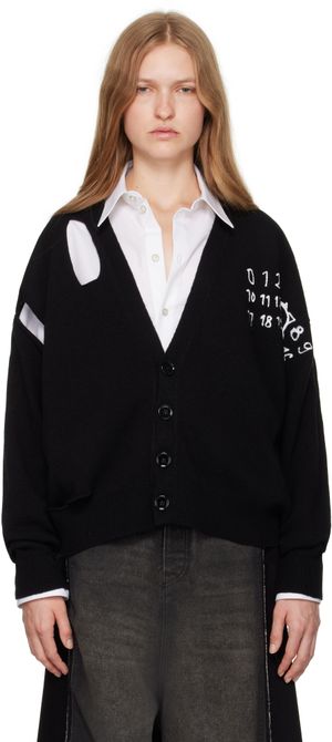 MM6 Maison Margiela Black Cut Outs Cardigan