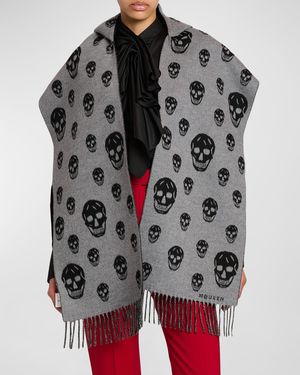 Skull Wool Cashmere Hooded Scarf