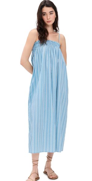 La Maregold Sammy Dress Blue Floral Stripe L