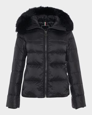 Short Down Apres-Ski Jacket with Detachable Toscana Lamb Hood Trim
