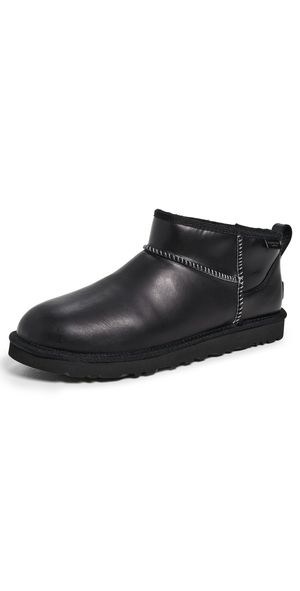 UGG Classic Ultra Mini Leather Regen Boots Black 9