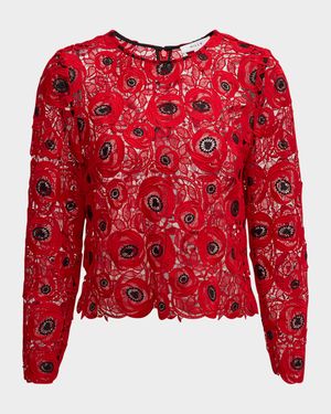 Nori Embroidered Floral Lace Top