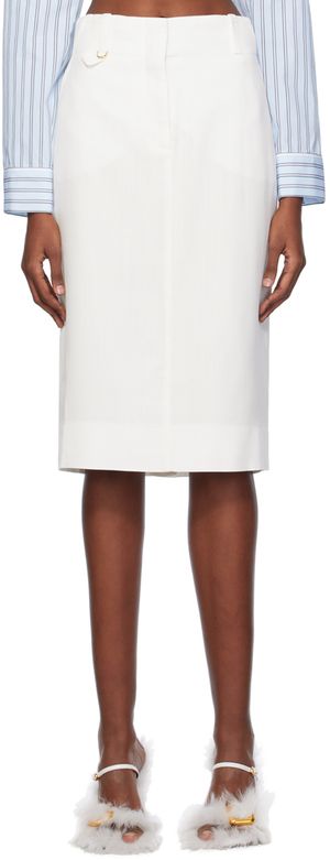 JACQUEMUS White Les Sculptures 'La jupe midi Bari' Midi Skirt