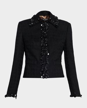 Short Sequined Stretch Mat Jacket