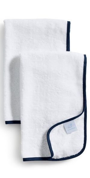 Weezie Signature Hand Towels 2 Pack Navy on White One Size