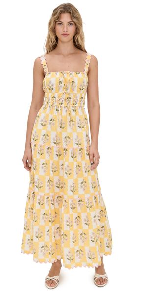 Saylor Zarina Floral Block Print Midi Dress Multi XS