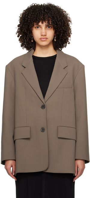 Studio Nicholson Brown Notched Lapel Blazer
