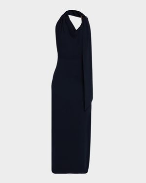 Catherine Buckle Halter Maxi Dress