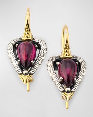 Silver and Gold Rhodolite Pear Drop Earrings