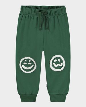 Girl's Simeon Smiling Face Cotton Jogger pants, Size Newborn-4