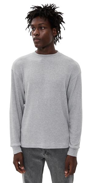 ASHER Elio Heather Brushed Fine Sweater Tee Heather Grey XL
