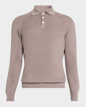 Men's Cotton Rib Polo Sweater
