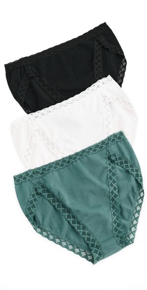 Natori Bliss French Cut 3-Pack Aspen Green/Coconut/Black L