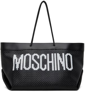 Moschino Black Calfskin Braided Tote