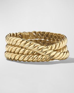 Sculpted Cable 3-Wrap Bracelet in 18K Gold, 8.5mm