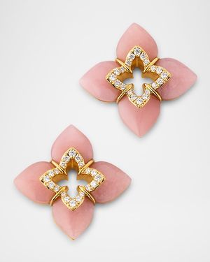 18K Yellow Gold Venetian Princess Stud Earrings with Diamonds