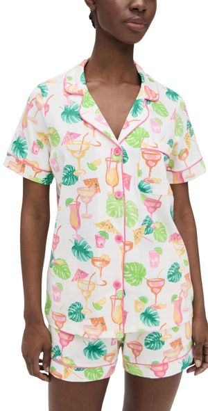 BedHead PJs Cotton Jersey Knit Classic Shorty Pajama Set Vacation Libations L