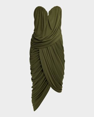 Spencer Strapless Sweetheart Ruched Midi Dress