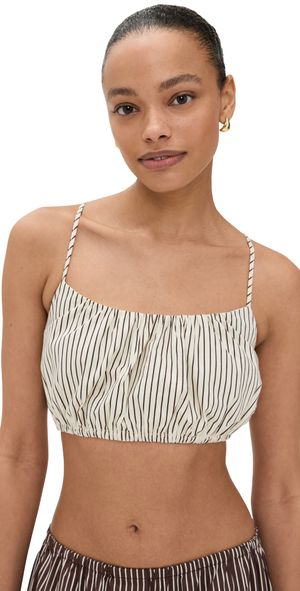 STAUD Hammock Top Ivory/Dark Oak Micro Stripe XL