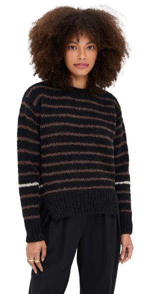Proenza Schouler White Label Leonie Sweater In Stripe Wool Black multi XL