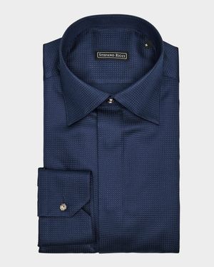 Men's Textured Silk Dress Shirt
