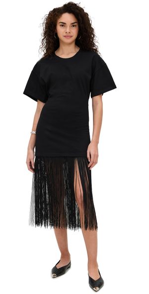 Pixie Market Fringe Cotton Tee Dress Black XS
