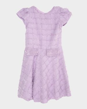Girl's Sienna Textured Check Dress, Size 7-16