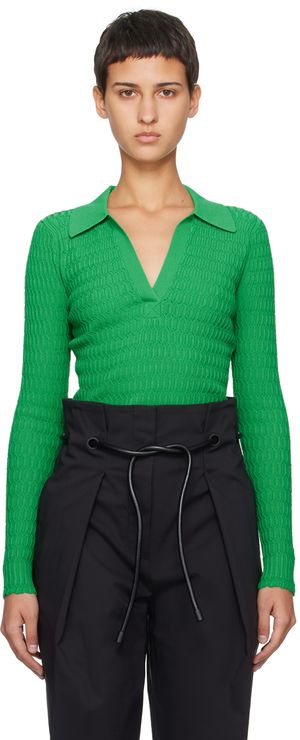 3.1 Phillip Lim Polo vert en point nid d'abeille