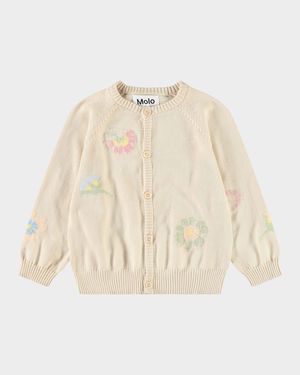 Girl's Brody Cardigan W/ Floral Accents, Size 3M-2