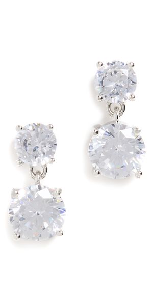 SHASHI Cz Drop Earrings White Gold One Size