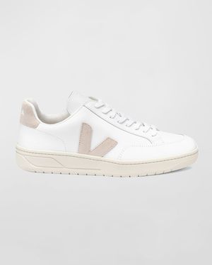 V-12 Mixed Leather Court Sneakers