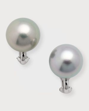 18k White Gold Tahitian Pearl Earrings