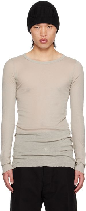 Rick Owens T-shirt à manches longues blanc cassé en jersey côtelé - Porterville