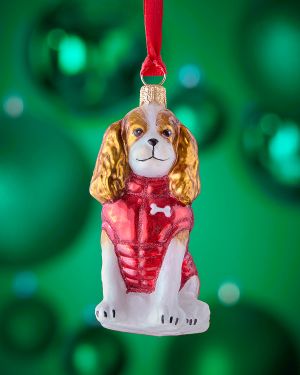 Cavalier King Blenheim in Puffer Coat Christmas Ornament