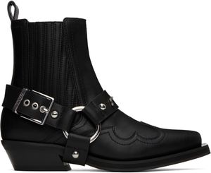 GANNI Black Low Cut Western Chelsea Boots