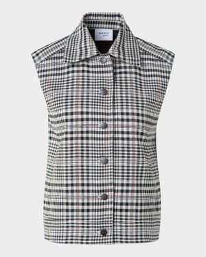 Check Cap Sleeve Cotton-Blend Jacket