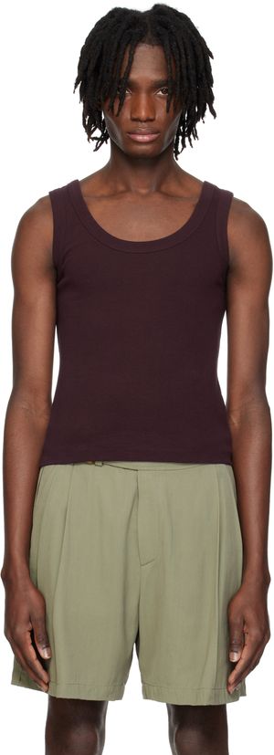 RECTO Burgundy Scoop Neck Jersey Tank Top