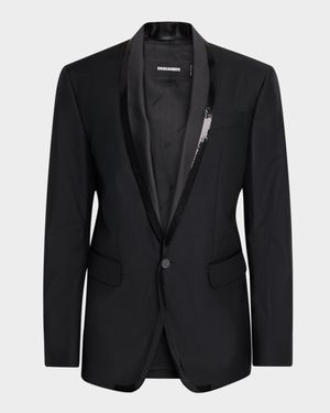 Men's Embroidered Shawl Collar London Blazer