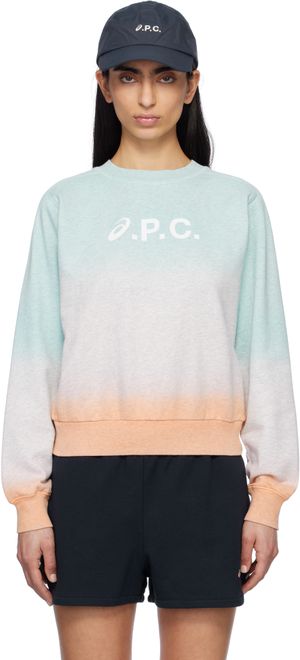 A.P.C. Pull molletonné Stone dégradé bleu et rose édition ASICS